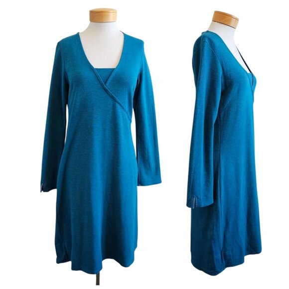 Horny Toad Teal Tomboy Wrap Dress Tencel Blend Camping Hiking Fishing Casual L - Picture 1 of 11